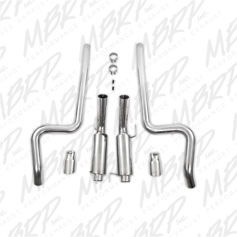 MBRP 05-09 Ford Shelby GT500 / GT Dual Split Rear Race Version, T409 4in Tips Exhaust System - S7270409