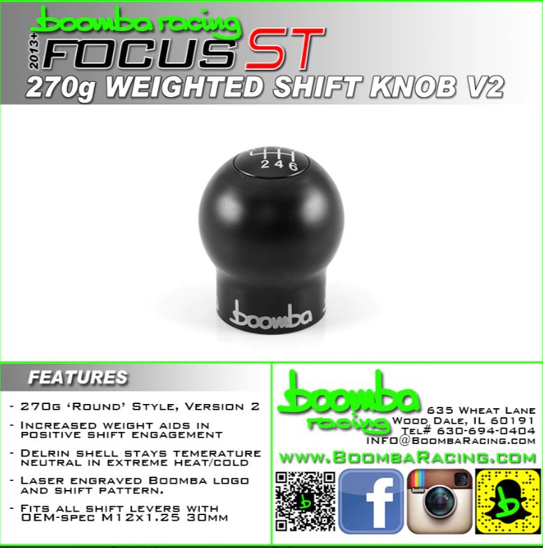 BoombaRacing  Engraved ROUND  270 Weighted Shift Knob
