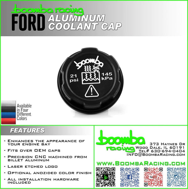 Boomba Racing Ford radiator Overflow Cap Cover for 2014-2019 Ford Fiesta ST - front view