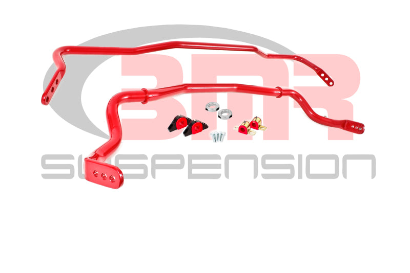 BMR 15-23 S550 Mustang Front &amp; Rear Sway Bar Kit w/ Bushings - Red - SB043R