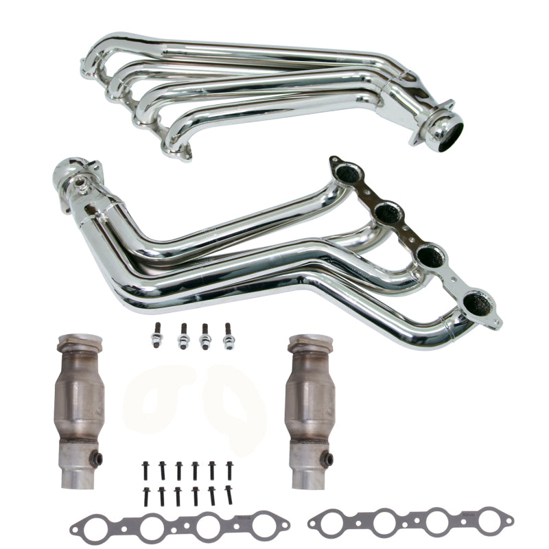 BBK 10-15 Camaro LS3 L99 Long Tube Exhaust Headers With Converters - 1-3/4 Chrome - 4021