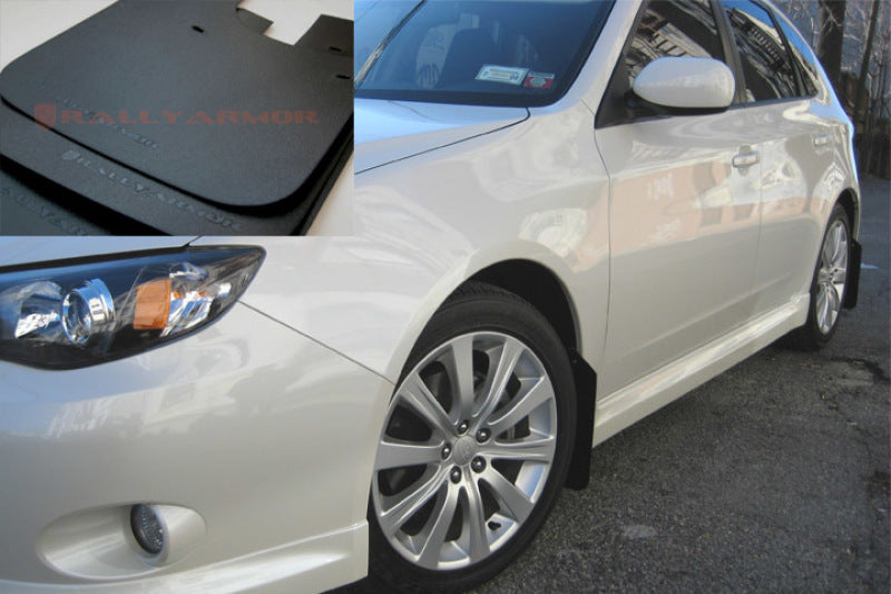 Rally Armor 08-10 Subaru WRX (Hatch &amp; Sedan) / 08-11 Impreza 2.5i Basic Black Mud Flap w/ Black Logo - MF6-BAS-BLK