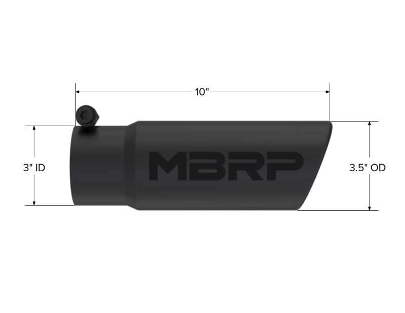 MBRP Universal Tip 3-1/2in O.D. Angled Rolled End - 3in ID Inlet 10in Length - Black - T5115BLK
