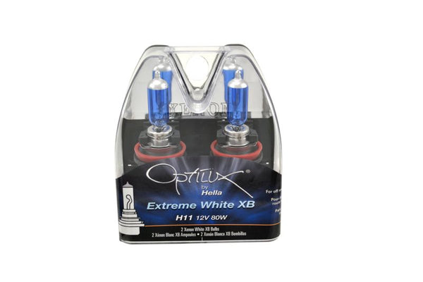 Hella Optilux XB Extreme Type H11 12V 80W Blue Bulbs - Pair - H71071032 for 2005-2011 Ford Focus - front view