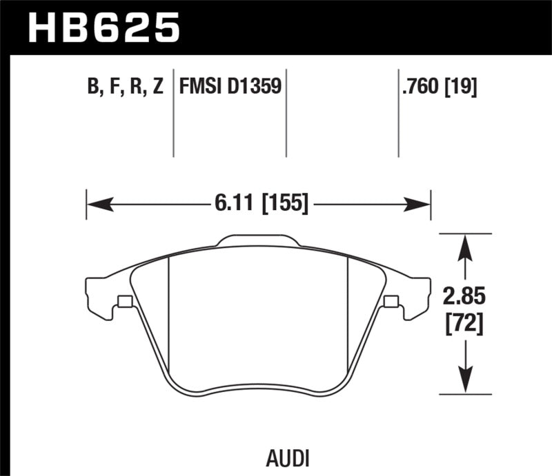 Hawk 2001-2010 Audi S3 European HPS 5.0 Front Brake Pads - HB625B.760