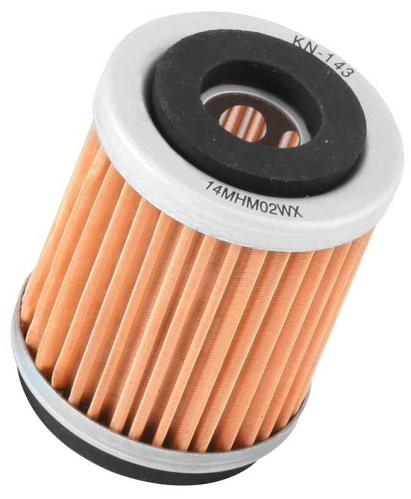 K&N Yamaha / MBK 1.5in OD x 1.938in H Oil Filter - KN-143 for 1987-2023 Yamaha TW200 - front view
