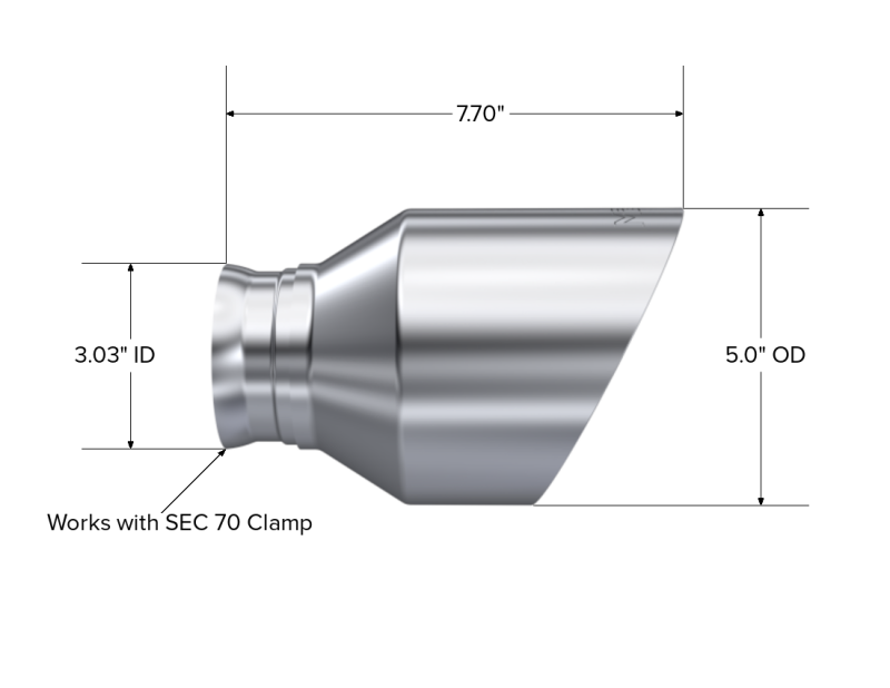 MBRP 15-23 Dodge Charger 5.7L/6.2L/6.4L T304 3in ID / 5in OD Out / 8in Length Angle Cut SS Tip - T5197