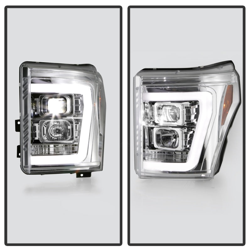 Spyder Ford F250/350/450 11-16 V2 High-Power LED Headlights-White Light Bar-Chrome PRO-YD-FS11V2PL-C - 5087881