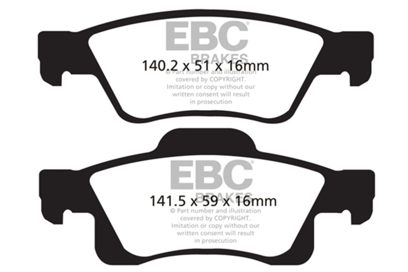 EBC 11+ Dodge Durango 3.6 Greenstuff Rear Brake Pads - DP61872