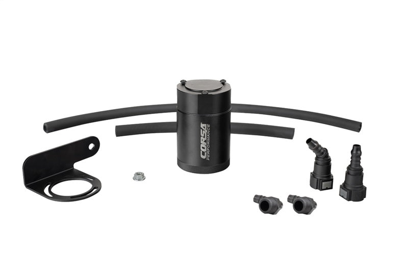 Corsa 19-22 Silverado/Sierra &amp; 21-22 Tahoe/Suburban/Yukon/Denali Aluminum Oil Catch Can w/ Bracket - CC0011