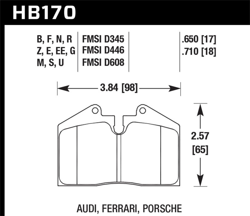 Hawk 79-99 Porsche 911 / 86-95 Porsche 928 / 86-94 Porsche 944 Turbo DTC-60 Race Rear Brake Pads - HB170G.650