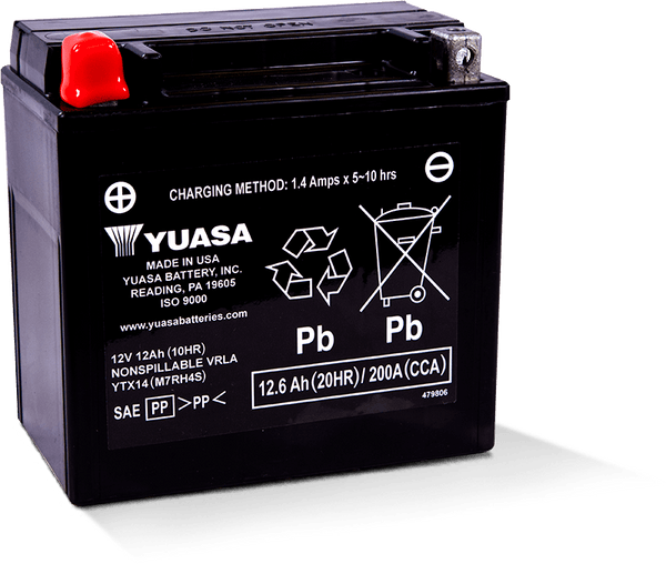 Yuasa YTX14 Maintenance Free AGM 12 Volt Battery - YUAM7RH4S by Yuasa Battery