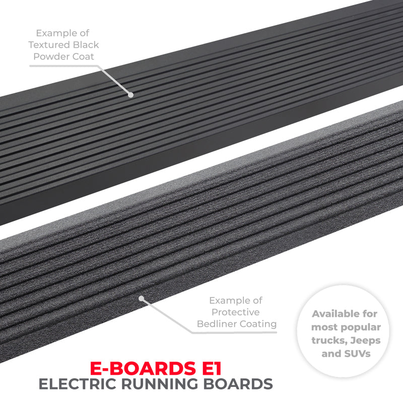 Go Rhino 15-23 Ford F-150 CC 4dr / 17-22 F-250/350 SD CC 4dr E-BOARD E1 Running Board Kit - Tex. Blk - 20415587PC