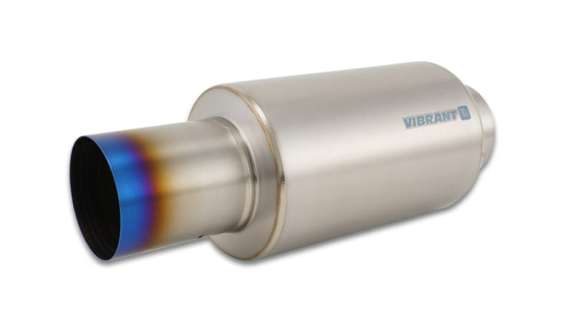 Vibrant Titanium Muffler w/Straight Cut Burnt Tip 4in Inlet / 4in Outlet - 17566