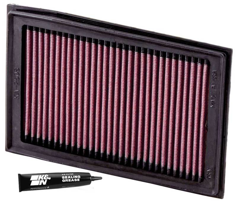 K&N 08-10 Kawasaki EX250R Ninja Replacement Air Filter - KA-2508 for 2008-2012 Kawasaki EX250F Ninja 250R - front view