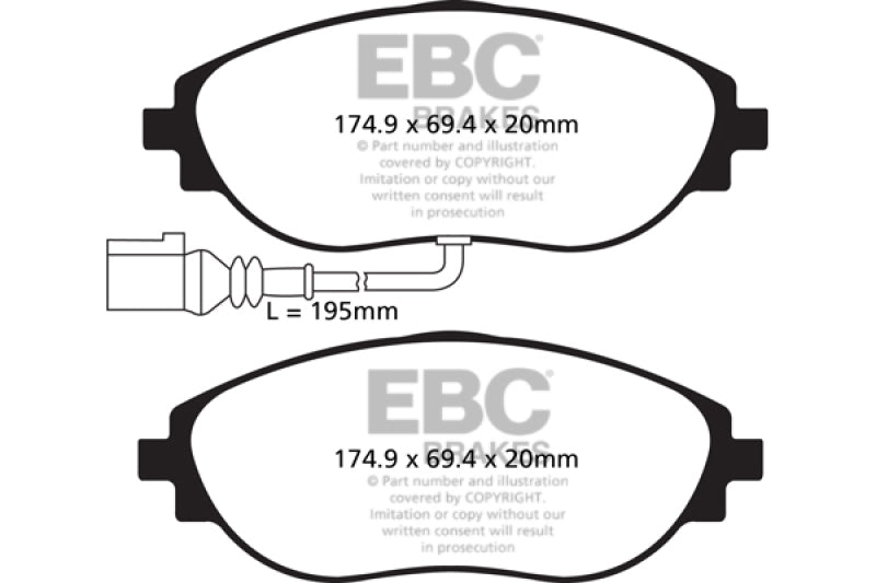 EBC 14-20 Audi S3/VW Golf R/GTi 2.0 Turbo Redstuff Front Brake Pads - DP32127C