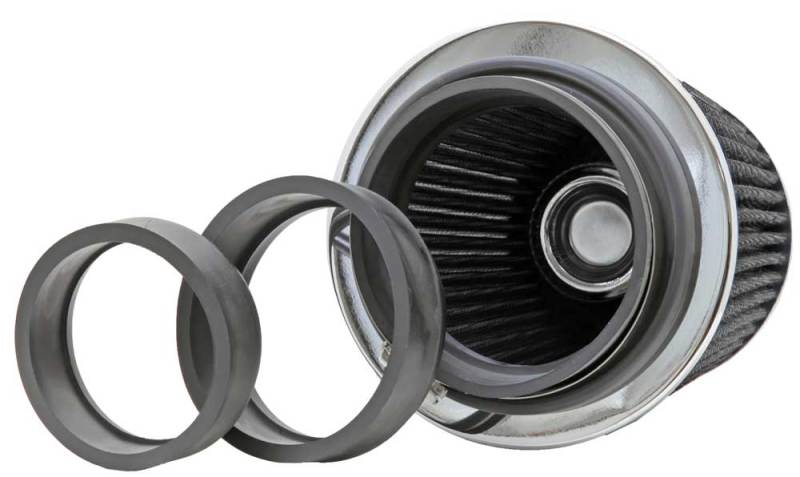 K&N Universal Filter Chrome Round Tapered White - 4in Flange ID x 1.125in Flange Length x 5.5in H - RG-1001WT
