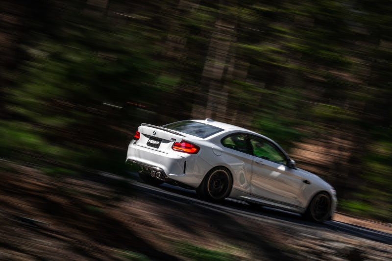MBRP 19-21 BMW M2 Competition 3.0L T304 SS 3in Resonator-Back Exhaust Quad Rear w/ Carbon Fiber Tips - S45023CF