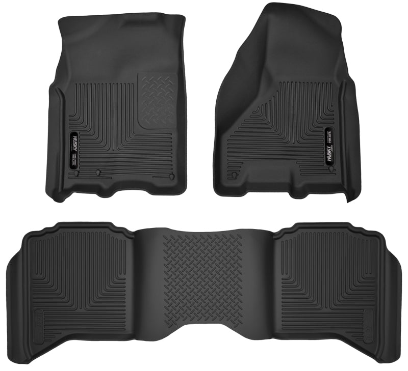 Husky Liners 09-18 Dodge Ram 1500 Crew Cab X-Act Contour Front &amp; Second Seat Floor Liners - Black - 53608