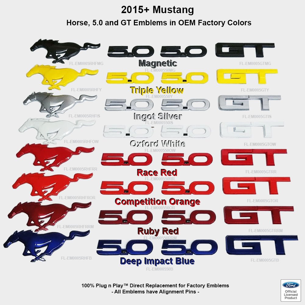 15-19 Mustang GT Black Out Emblem Package Ford Officially Licensed - UPR-FL-EM000550P1