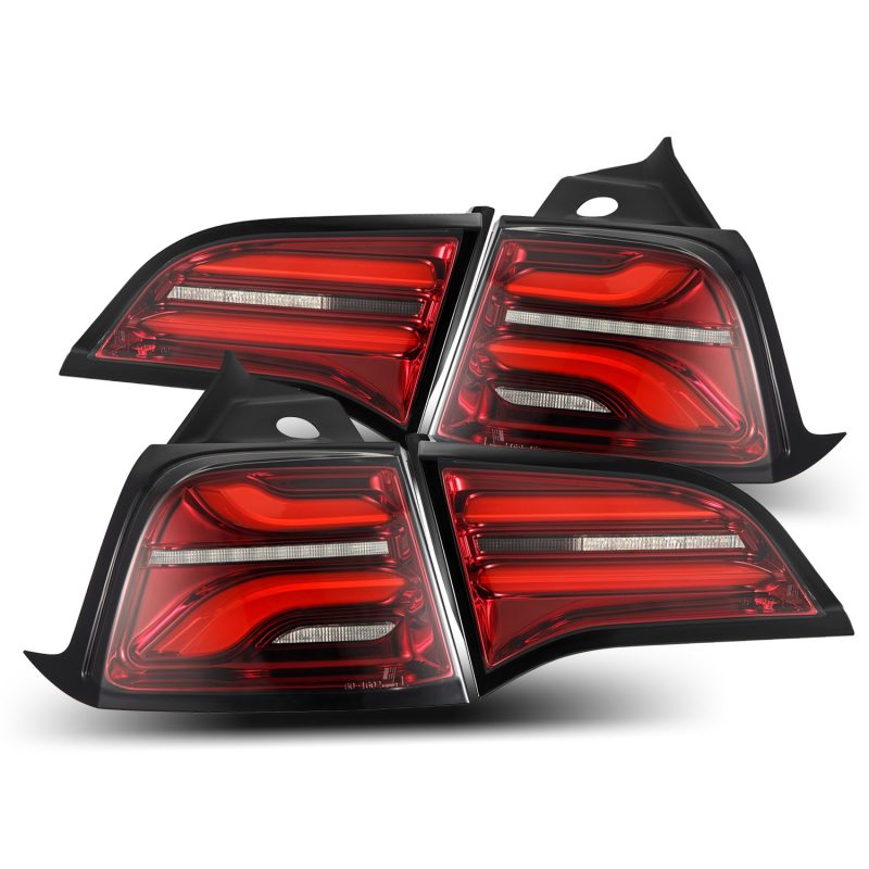 AlphaRex 17-22 Tesla Model 3 PRO-Series LED Tail Lights Red Smoke w/Seq Sig - 601020