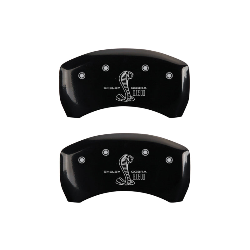 MGP Rear set 2 Caliper Covers Engraved Rear GT500 Shelby &amp; Cobra Black finish silver ch - 10010RGT5BK