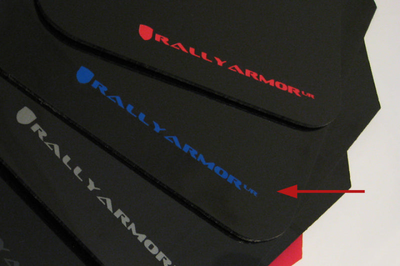 Rally Armor 02-07 Subaru WRX/STI/RS/2.5i (Wagons Req. Mod.) Black UR Mud Flap w/ Blue Logo - MF1-UR-BLK/BL