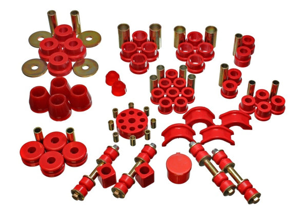 Energy Suspension 74-78 Nissan 260Z/280Z Red Hyper-Flex Master Bushing Set - 7.18102R for 1975-1978 Nissan 280Z - front view