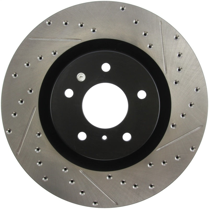 StopTech Slotted & Drilled Sport Brake Rotor - 127.42076L for 2003-2004 INFINITI G - front view