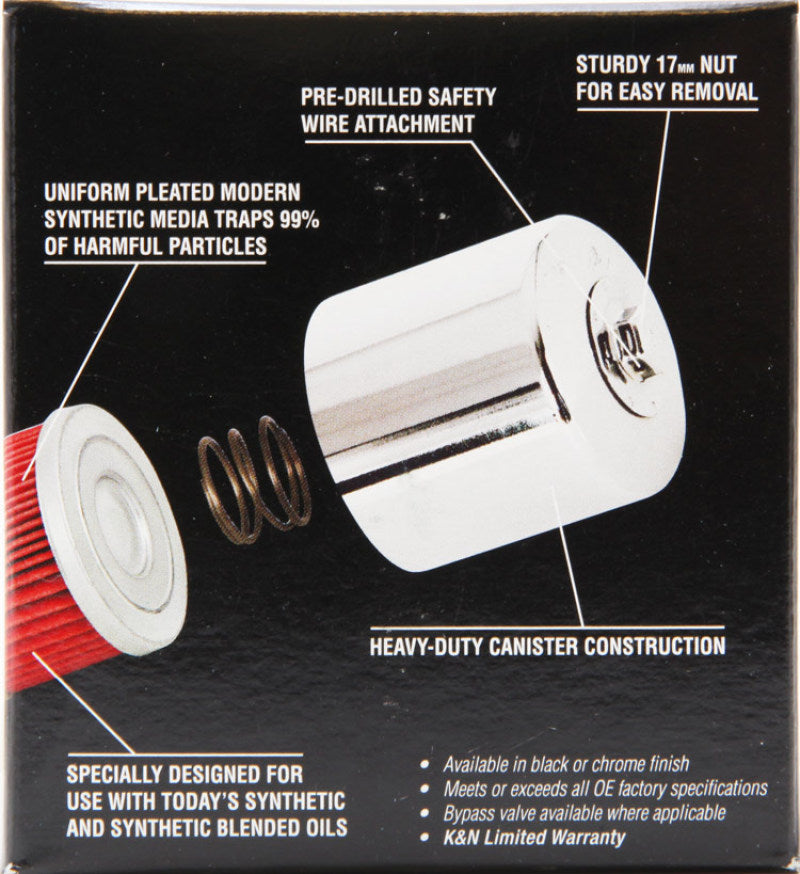K&N Suzuki / Arctic Cat / Cagiva / Kawasaki / Kymco / Aprilia 2.813in OD x 3.031in H Oil Filter - KN-138