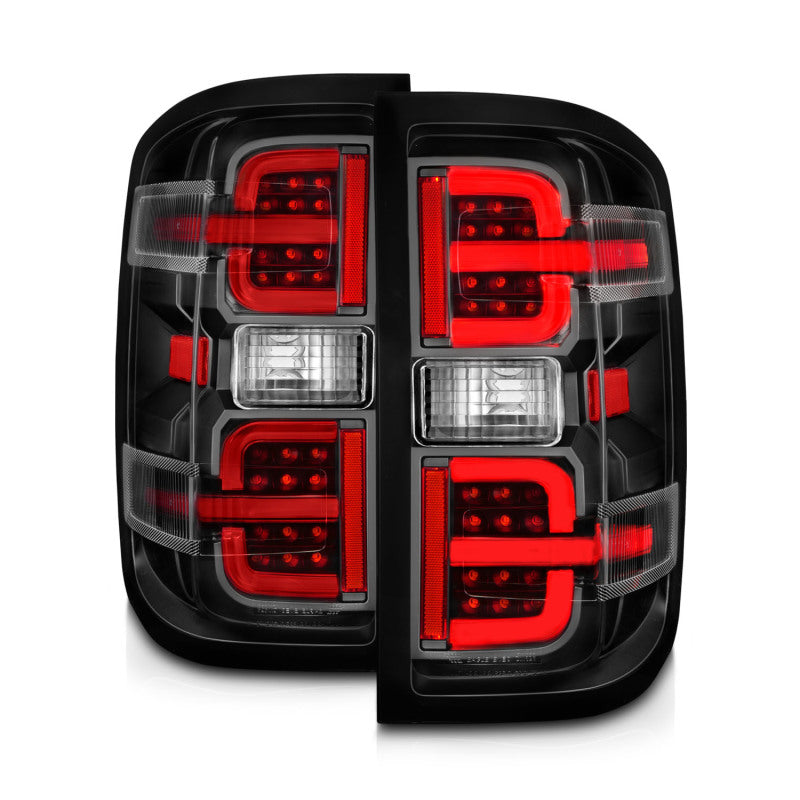 ANZO 15-19 Chevy Silverado 2500HD/3500HD (Halgn Only) LED Tail Lights w/Black Light Bar &amp; Clear Lens - 311425