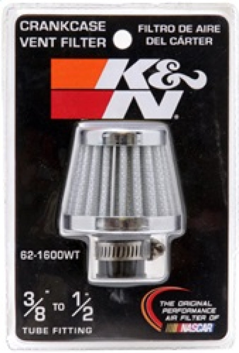 K&N 2in Base OD x .375in Flange ID x 1.75in H Rubber Base Crankcase Vent Filter - White - 62-1600WT