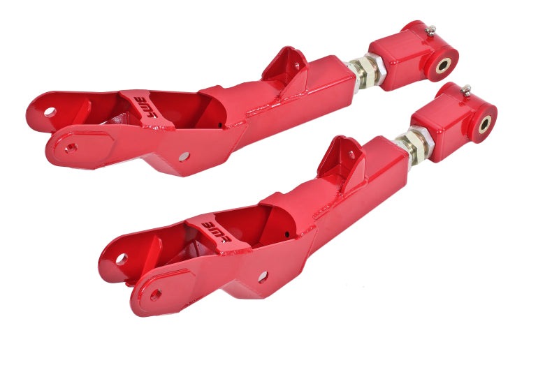 BMR 10-15 5th Gen Camaro Lower Control Arms Rear On-Car Adj. (Polyurethane) - Red - TCA029R for 2010-2015 Chevrolet Camaro - 