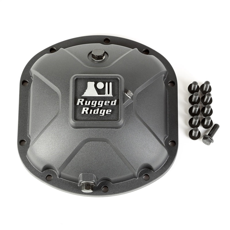 Rugged Ridge Boulder Aluminum Differential Cover Dana 30 Black - 16595.13 for 1987-2007 Jeep Wrangler - front view
