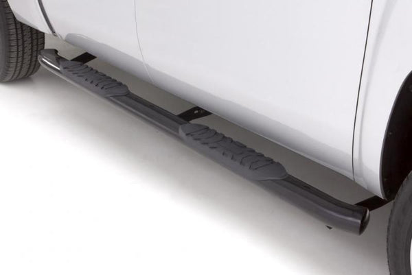 Lund 05-17 Toyota Tacoma Access Cab 4in. Oval Curved Steel Nerf Bars - Black - 23485963 for 2005-2023 Toyota Tacoma - front v