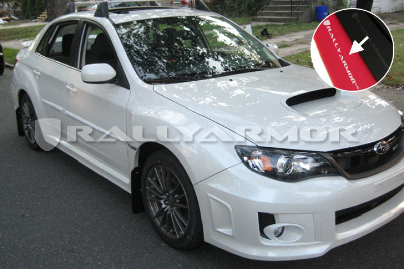 Rally Armor 11-14 Subaru WRX/STI (Sedan Only) Red UR Mud Flap w/ White Logo - MF19-UR-RD/WH