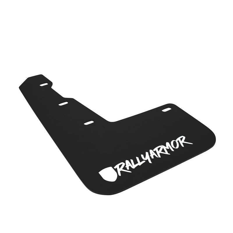 Rally Armor 15-21 Subaru WRX &amp;amp; STI Black Mud Flap White Altered Font Logo - MF32-UR-BLK/WH-X