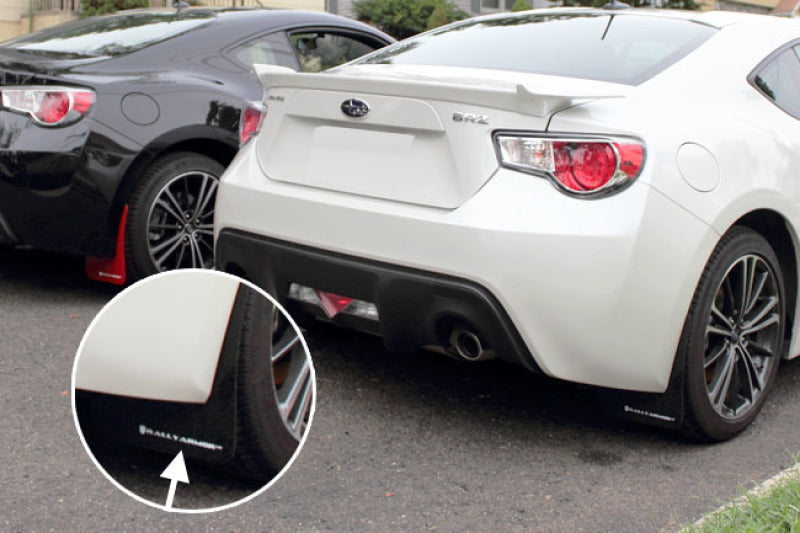 Rally Armor 13-17 Subaru BRZ / Scion FR-S Black UR Mud Flap w/ White Logo - MF23-UR-BLK/WH