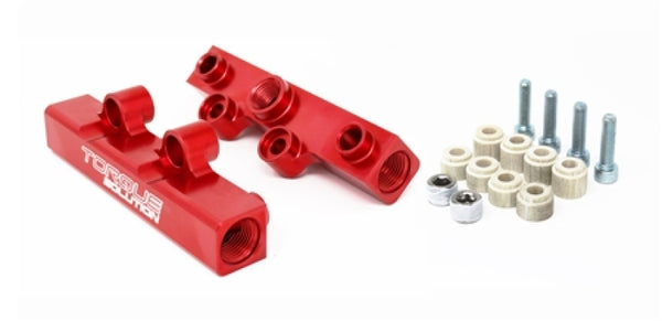 Torque Solution Top Feed Fuel Rails: 02-14 Subaru WRX / 07-18 STI - Red - TS-SU-400R.2 by Torque Solution - front view
