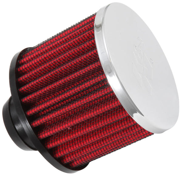 K&N Rubber Base Chrome Top Push-In Crankcase Vent Filter 3in OD x 2-1/2in H. - 62-1490 by K&N Engineering - front view