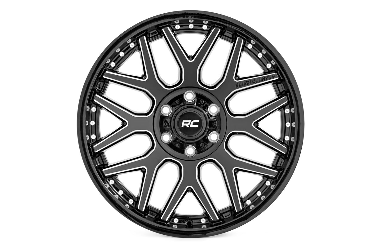 Rough Country - 95 Series Wheel | Machined One-Piece | Gloss Black | 20x10 | 6x5.5 | -25mm