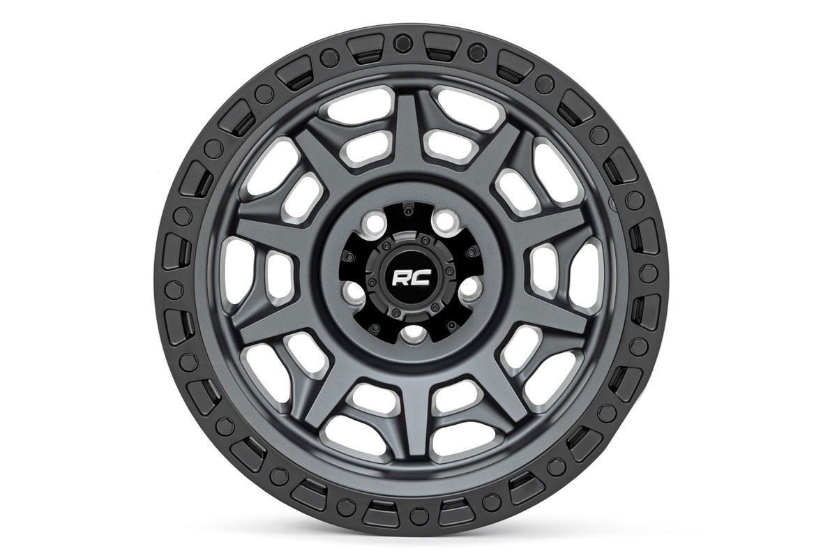 Rough Country - 85 Series Wheel | Simulated Beadlock | Gunmetal Gray/Black | 17x9 | 6x5.5 | -12mm