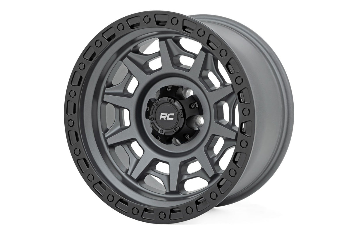 Rough Country - 85 Series Wheel | Simulated Beadlock | Gunmetal Gray/Black | 17x9 | 6x5.5 | -12mm