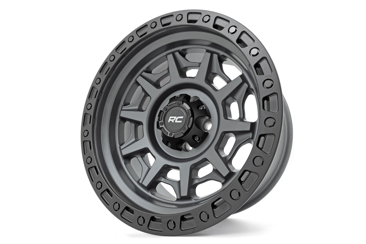 Rough Country - 85 Series Wheel | Simulated Beadlock | Gunmetal Gray/Black | 17x9 | 6x5.5 | -12mm