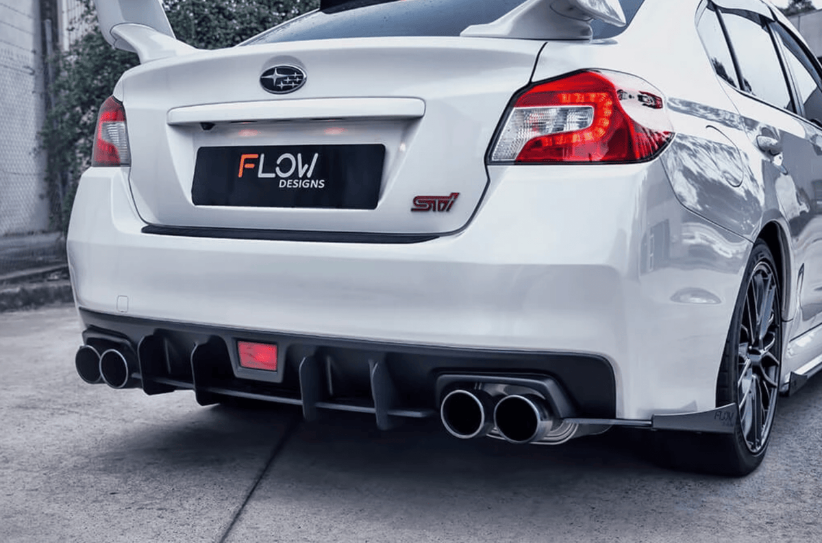 2015+ Subaru WRX-STI Flow Designs WRX-STI Full Splitter Set (V1 Splitter- Winglet B- Rear Under Spoiled &amp; Extension) - FlowDesigns-VAPK1B