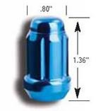Gorilla Automotive Cone Seat Small Diameter Acorn Lug Nuts - Blue