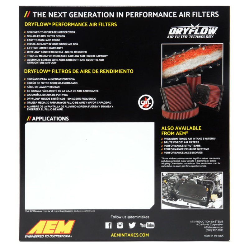 AEM 19-21 Subaru WRX STI 2.5L DryFlow Air Filter - 28-50092