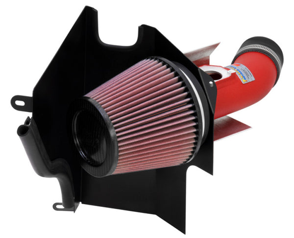 K&N 02-07 WRX/STi Wrinkle Red Typhoon Short Ram Intake - 69-8001TWR for 2015-2021 Subaru WRX STI - front view