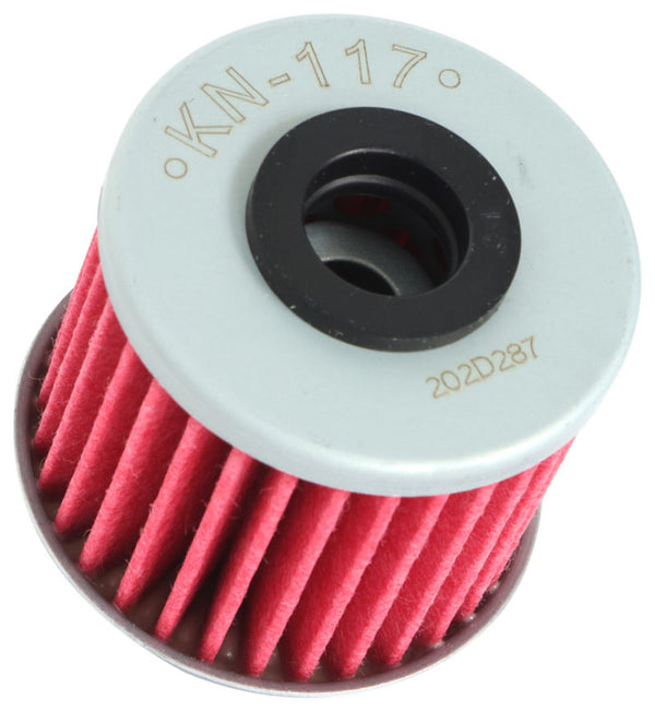 K&N Honda 1.58in OD 0.42in ID 1.4in Height Cartridge Oil Filter - KN-117 for 2016-2023 Honda SXS1000M5 Pioneer 1000-5 - front