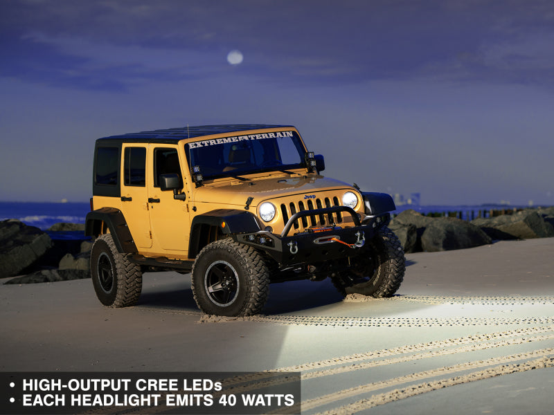 Raxiom 97-18 Jeep Wrangler TJ/JK Axial Series LED Headlights- Black Housing (Clear Lens) - J108039
